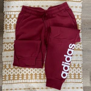 Red adidas track pant